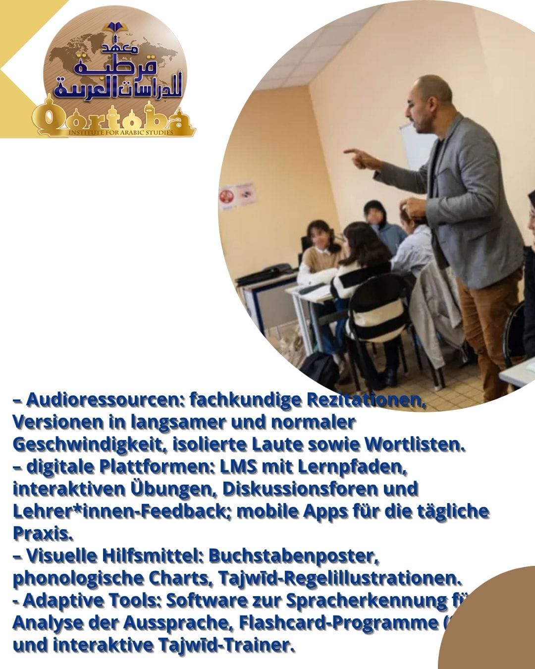 Das Zentrum „Qurtuba“ widmet sich der Lehre der arabischen Sprache und des Qurʾān‑Studiums für Personen 8